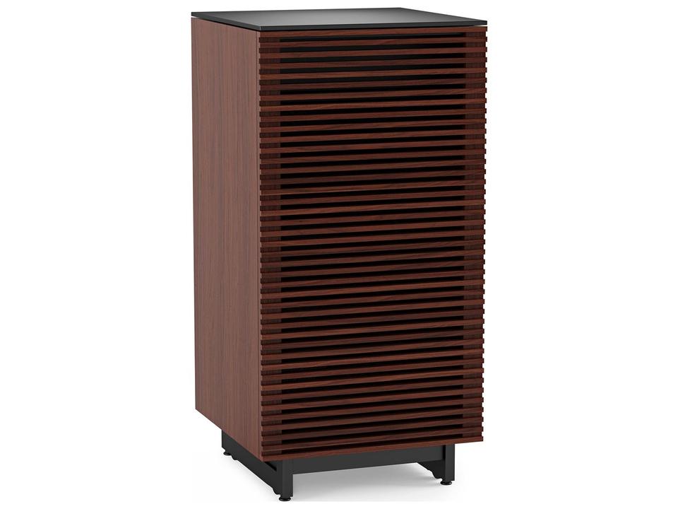 Corridor Audio Tower 8172 with Louvered Doors and Glass Top Chocolate Stained Walnut