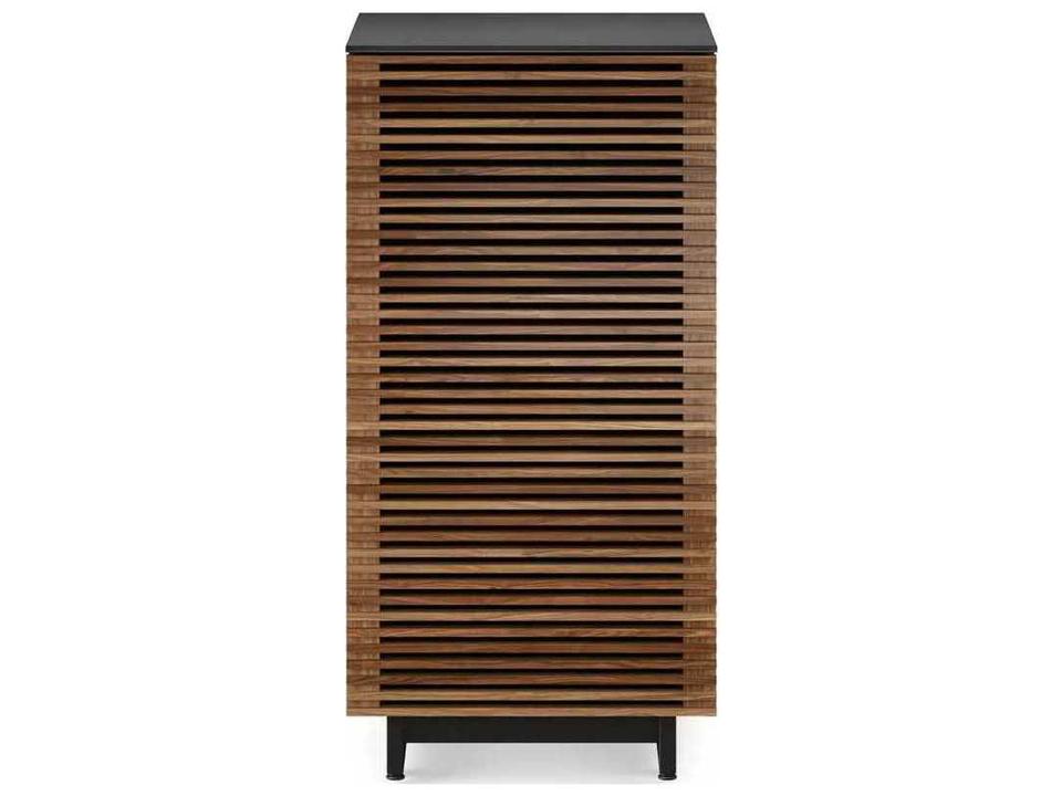 Corridor 8172 Audio Tower Natural Walnut with Louvered Door and Glass Top
