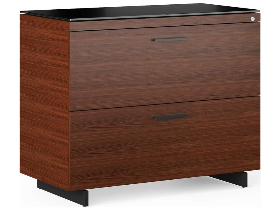 Sequel 20 Lateral File Cabinet in Chocolate Stained Walnut and Black