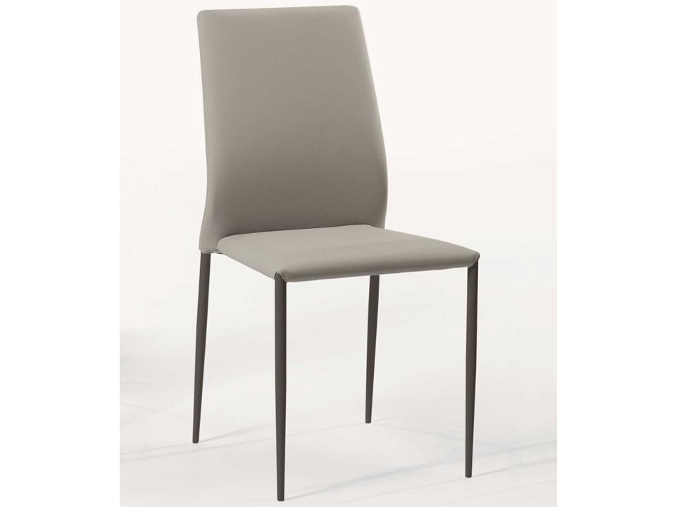 Kendra Upholstered Dining Side Chair in Gray Eco-Leather and Anthracite
