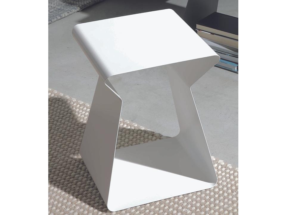 Kito Rectangular Metal End Table in White