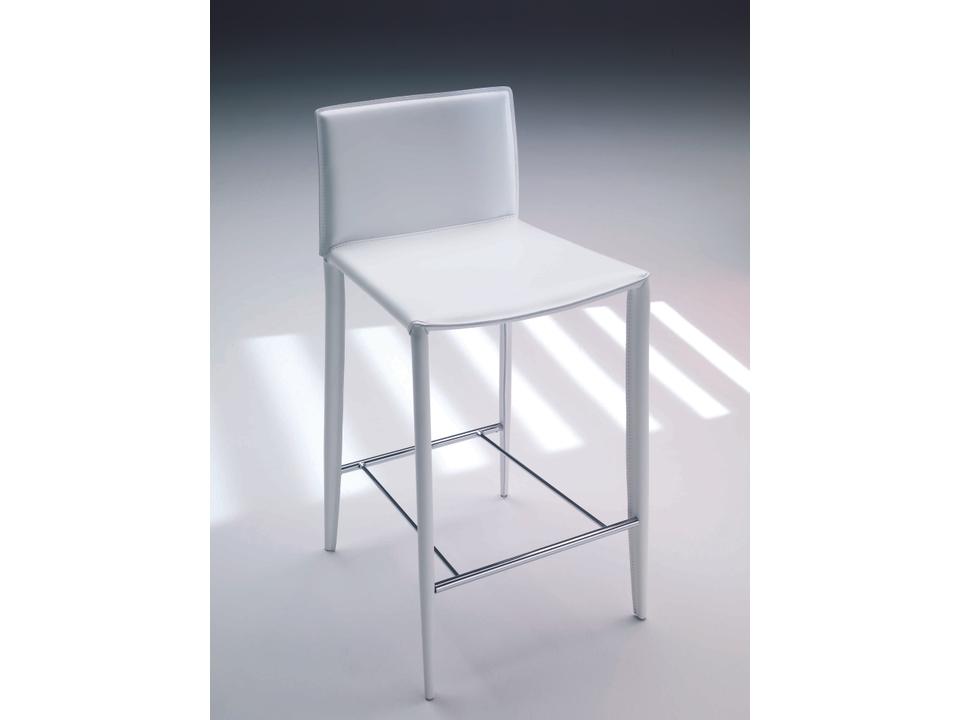 Linda Hide Leather Bar Stool in White with White Frame