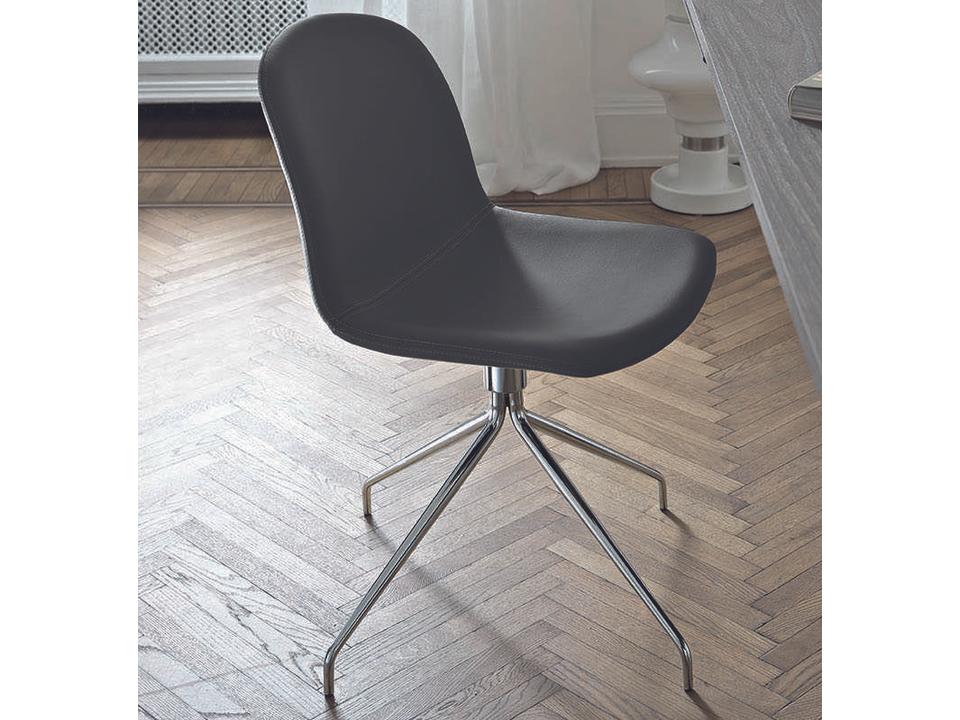 Clara Upholstered Swivel Dining Side Chair in Chrome and Anthracite