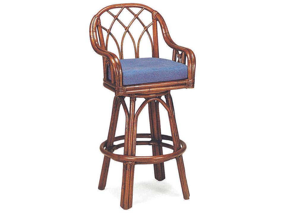 Edgewater Swivel Upholstered Rattan Counter Stool