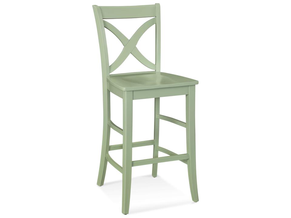 Hues Wood Seat Counter Stool with X-Back in Honey and Frost White