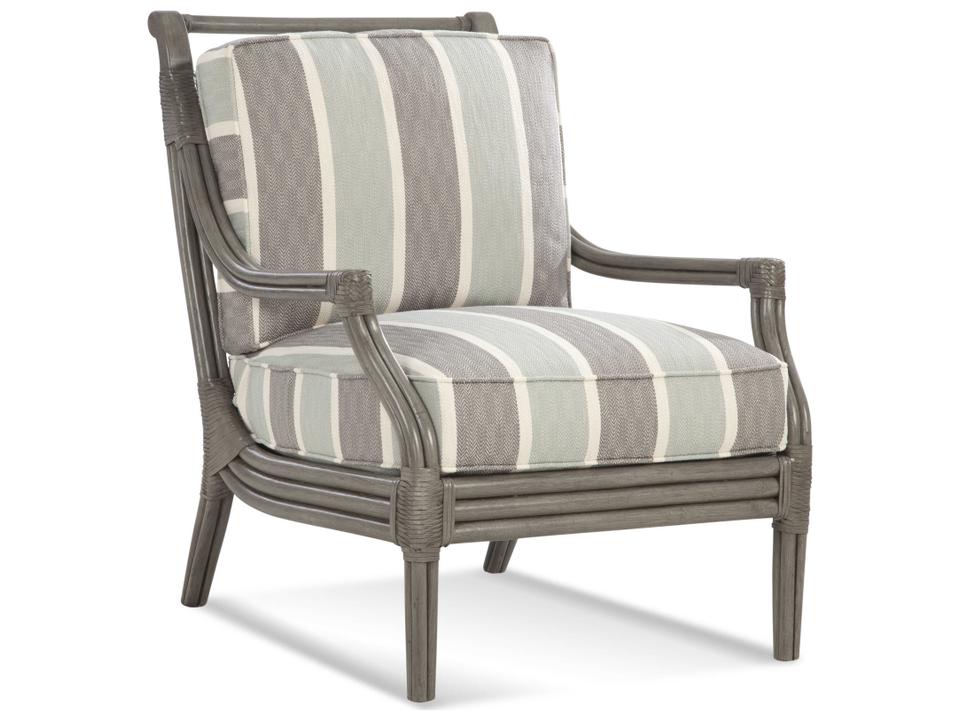 Inveron Rattan Accent Armchair with Fabric Upholstery