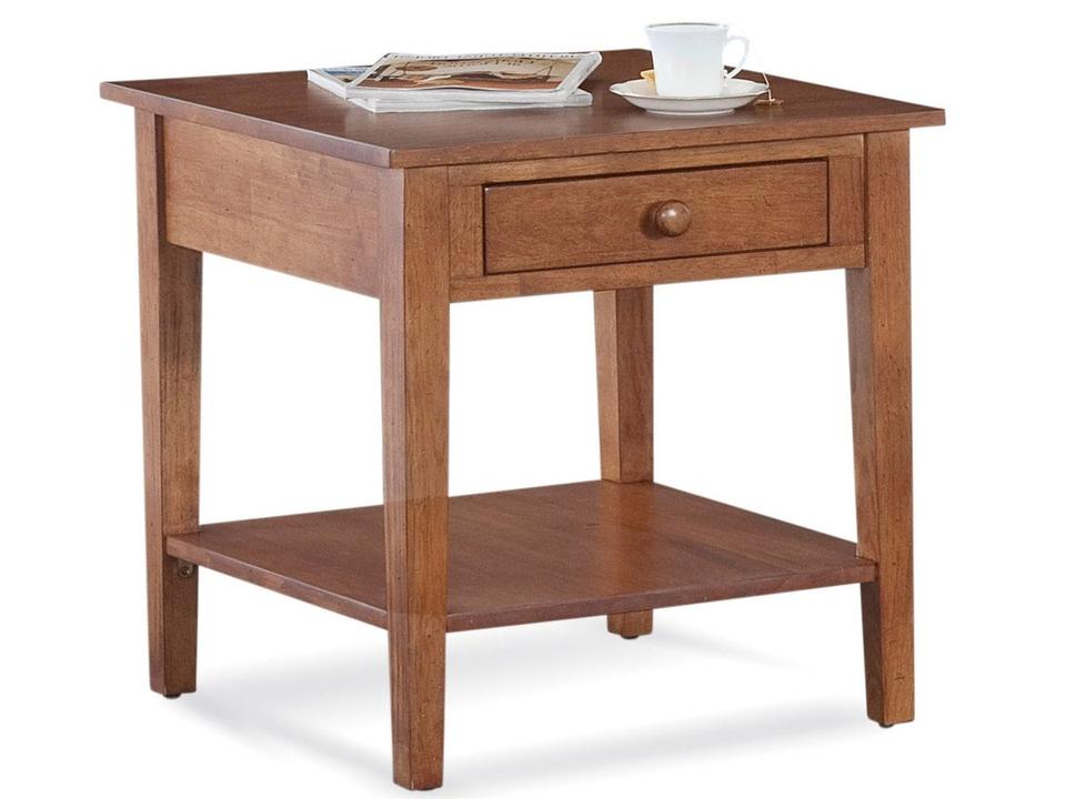 South Hampton Square End Table with Drawer and Shelf