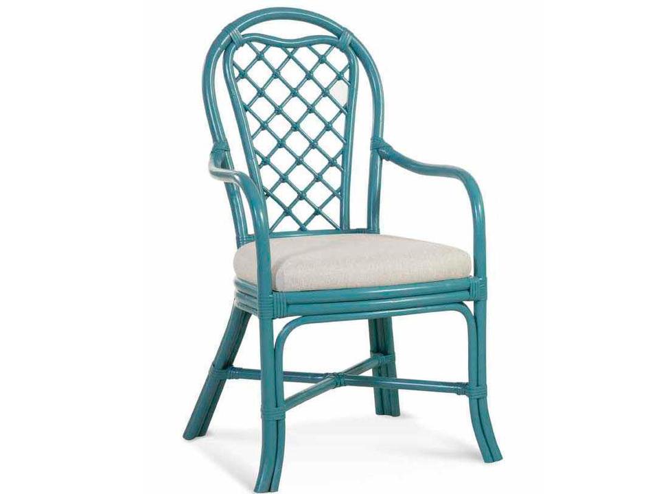 Trellis Rattan Upholstered Dining Arm Chair