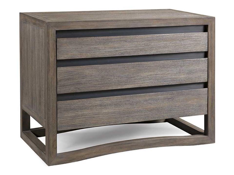 Dalton 3-Drawer Teak Wood Nightstand in Nutmeg Finish