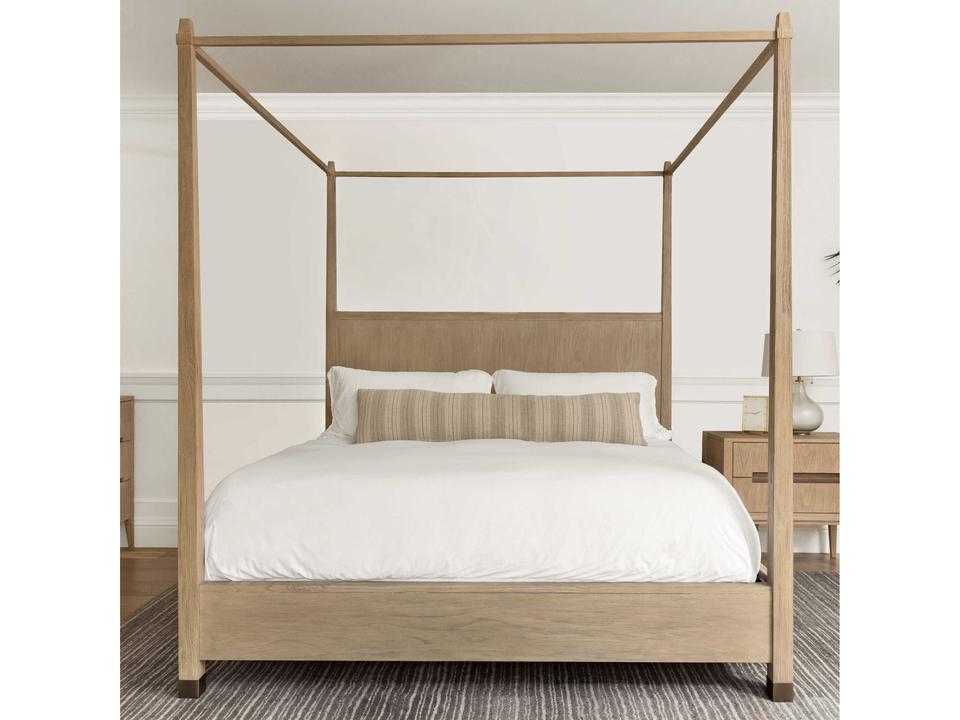 Palmer Beach Brown Teak Wood California King Canopy Bed
