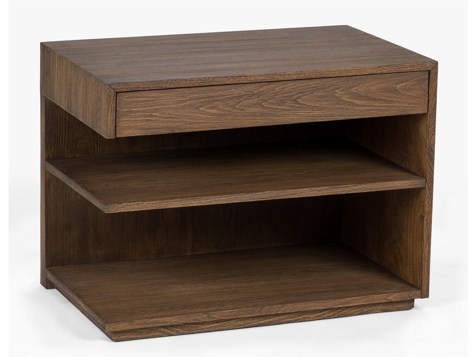 Furniture Laguna 1-Drawer Teak Wood Left Nightstand in Mesa Finish
