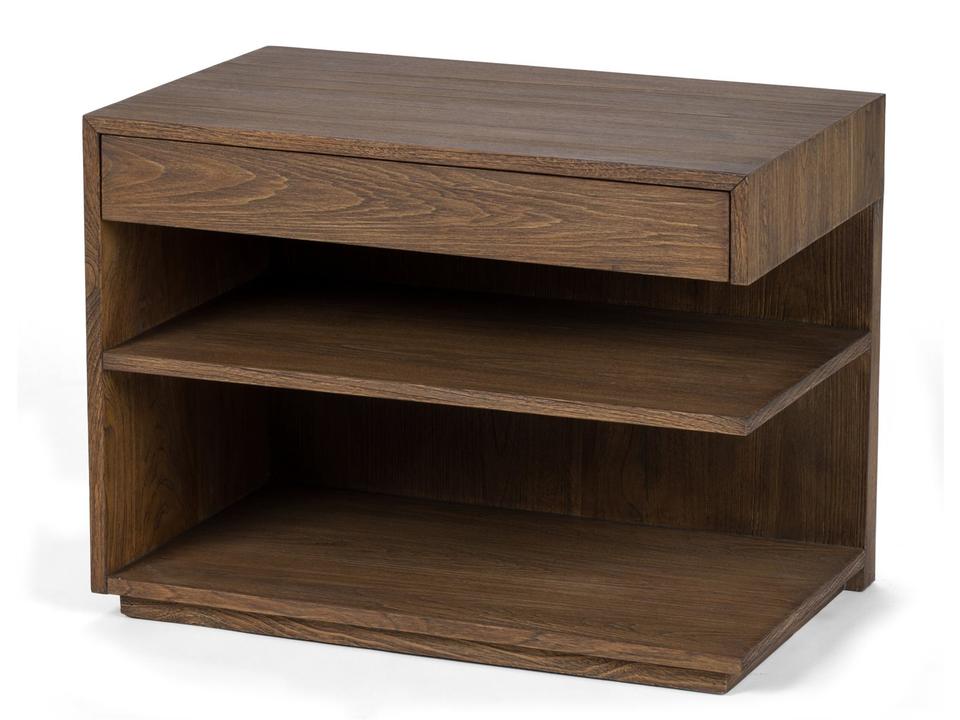 Laguna 1-Drawer Teak Wood Right Facing Nightstand in Brown