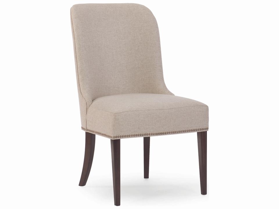 Streamline Mid-Century Hardwood Beige Upholstered Side Dining Chair