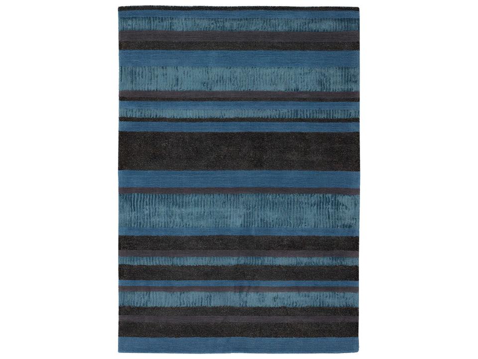 Amigo Striped Hand-Woven Contemporary Area Rug in Blue Grey