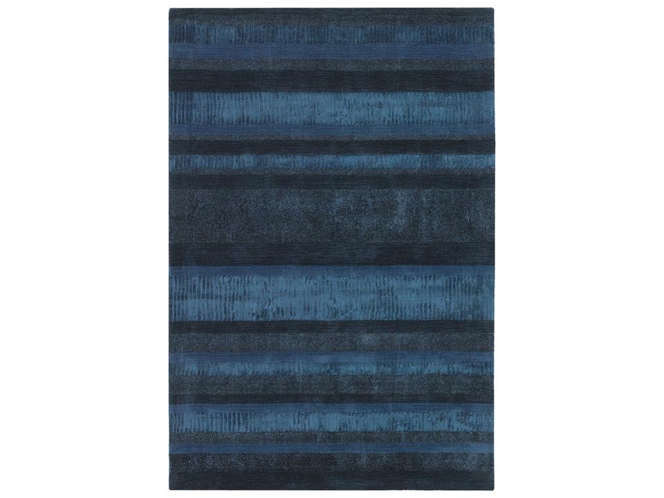 Amigo Hand-Woven Striped Area Rug in Blue Charcoal