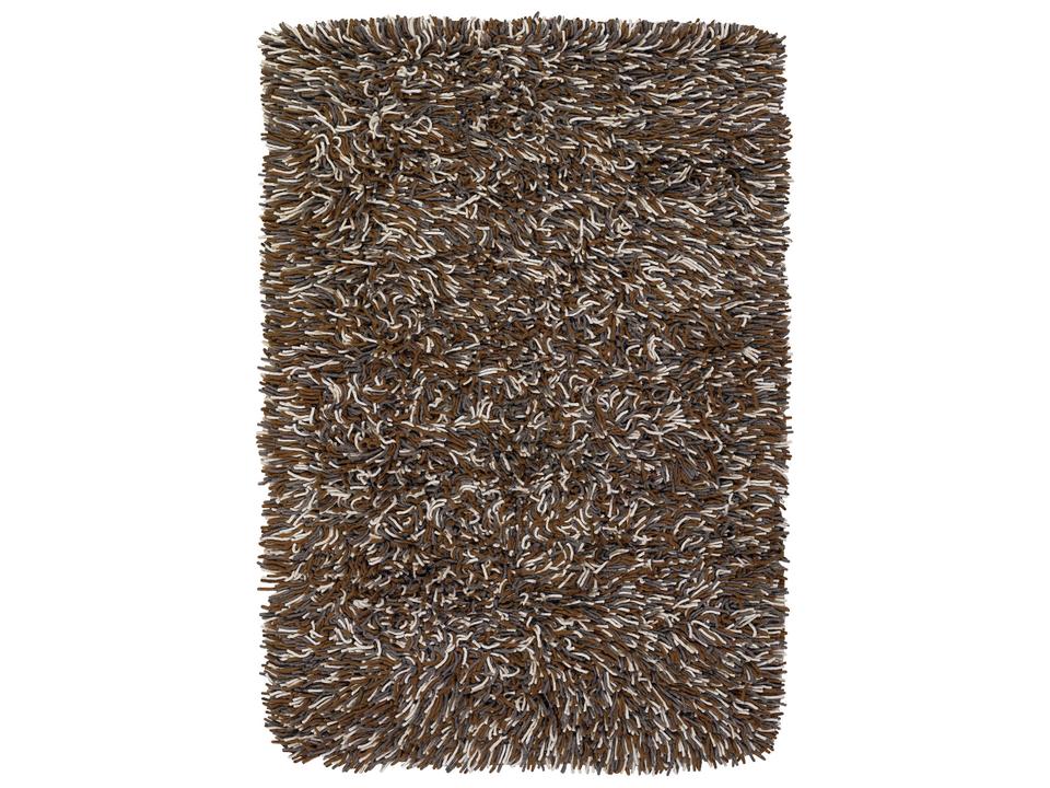 Big Jos Hand Woven New Zealand Wool Shag Area Rug in Brown Grey Ivory