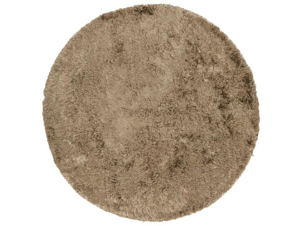 Celecot 93-Inch Round Hand Woven Wool and Polyester Shag Area Rug in Neutral Beige
