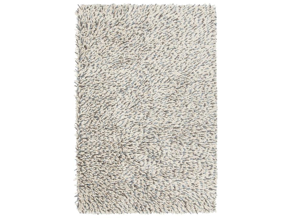 Imogen Collection 100% Wool Hand Woven Shag Area Rug Blue White Grey