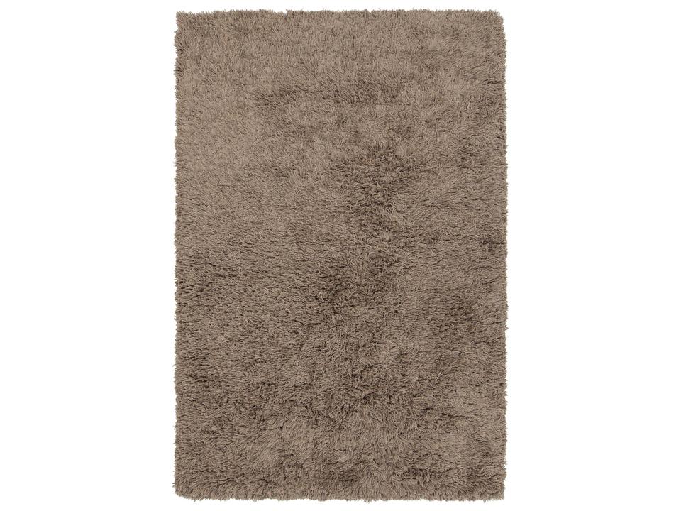 Noely Hand Woven Shag Area Rug in Taupe Wool and Cotton