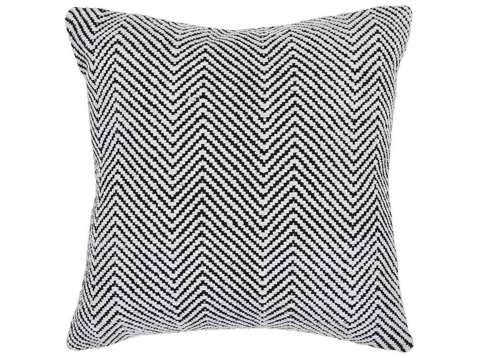 22-Inch Cotton Handmade Decorative Pillow in White and Black