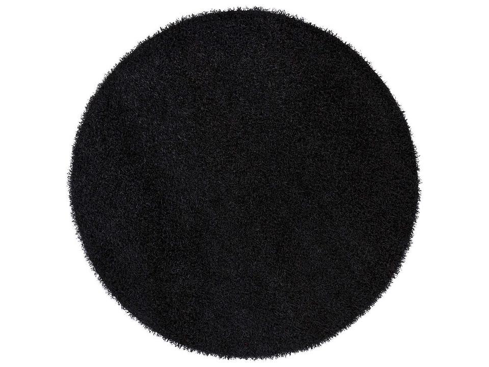 Zara Shag Round Area Rug in Black Polyester