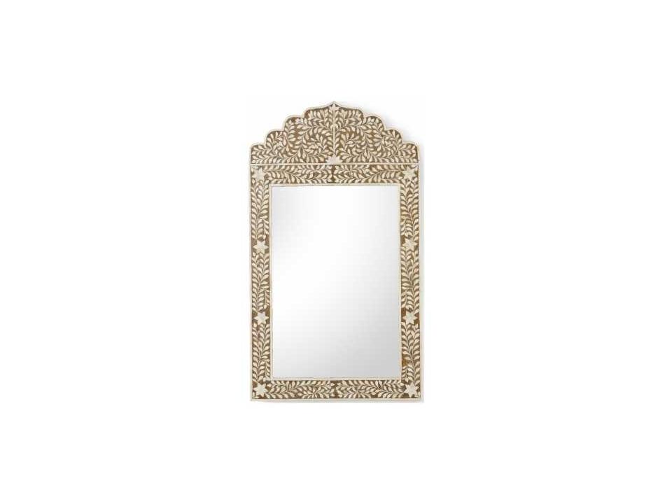 Crown Rectangular Wall Mirror with Brown Bone Inlay