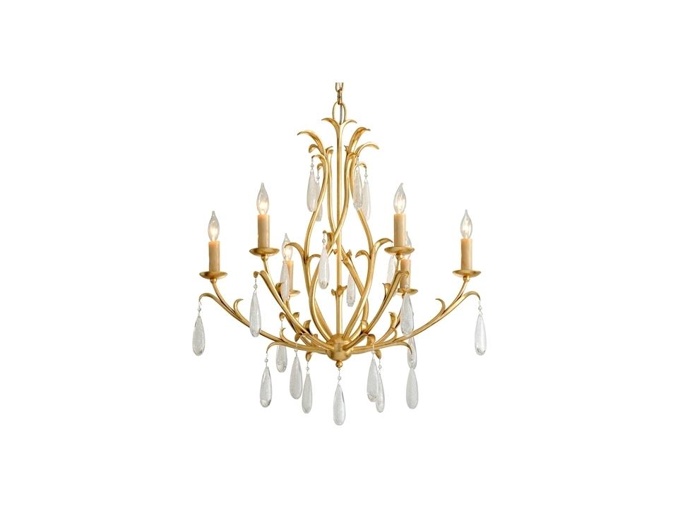 Prosecco 6-Light Gold Leaf Chandelier with White Meteorite Glass