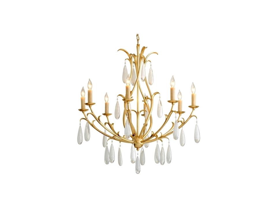 Prosecco 8-Light Chandelier in Gold Leaf with White Meteorite Glass