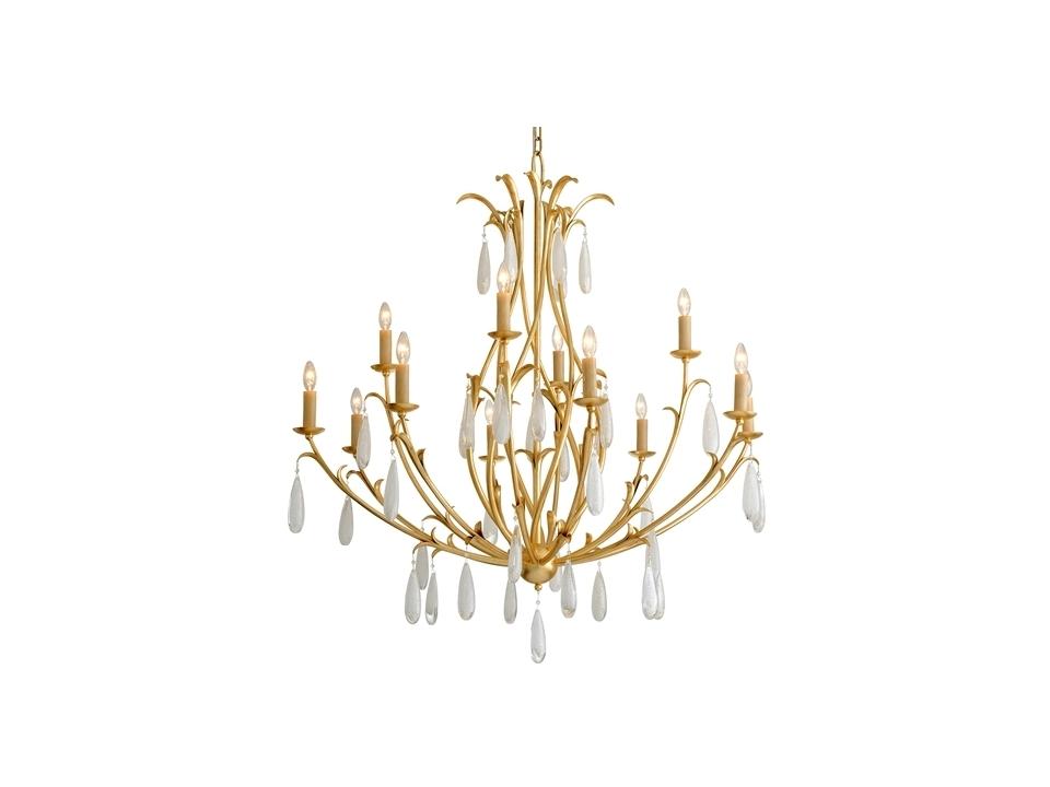 Prosecco 12-Light Gold Leaf Chandelier with White Meteorite Glass