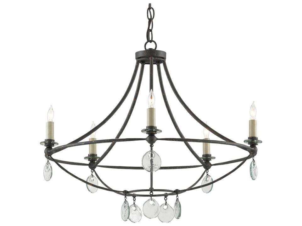 Novella 5-Light Mayfair Black Glass Candelabra Round Chandelier