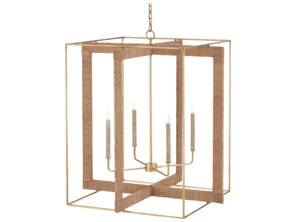 Vistas 4-Light Contemporary Gold Leaf Natural Candelabra Geometric Chandelier