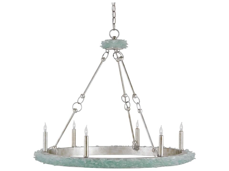 Vistas 6-Light Silver Granello seaglass Candelabra Chandelier