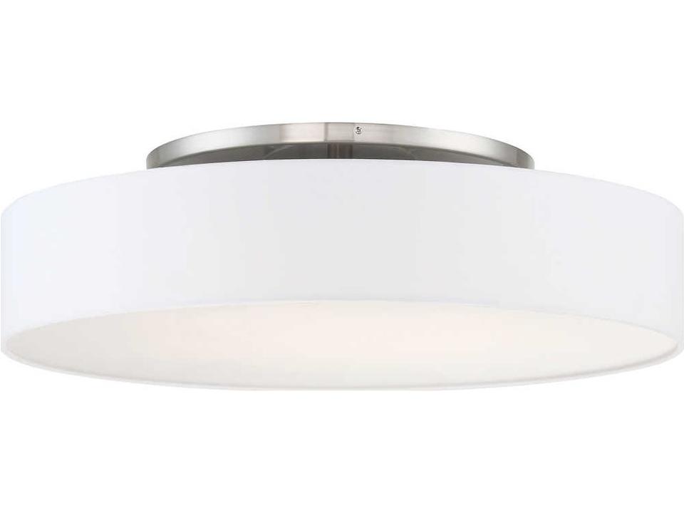 Manhattan 1-Light Brushed Nickel LED Round Flush Mount