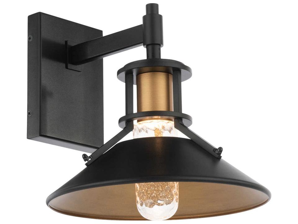 dweLED Sleepless LED Outdoor Wall Sconce in Black and Aged Brass