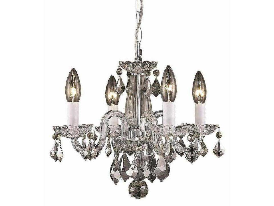 Rococo 4-Light Chrome Crystal Chandelier with Royal Cut Clear Crystals