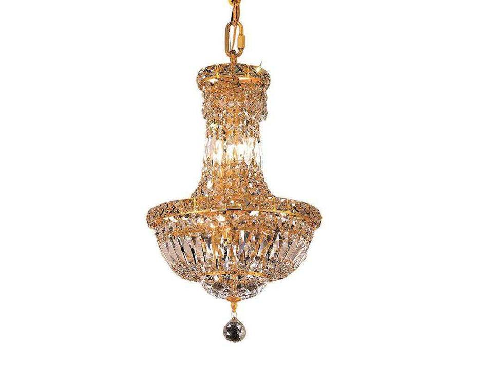 6-Light Tranquil Two-Tier Crystal Chandelier in Gold