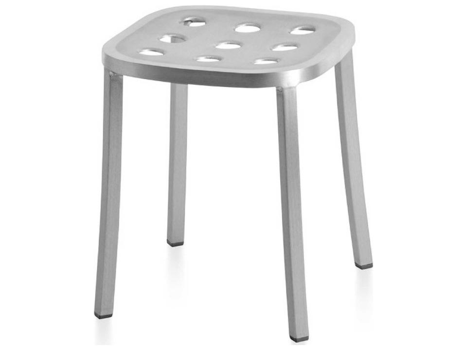 By Jasper Morrison Brushed Aluminum Silver Accent Stool