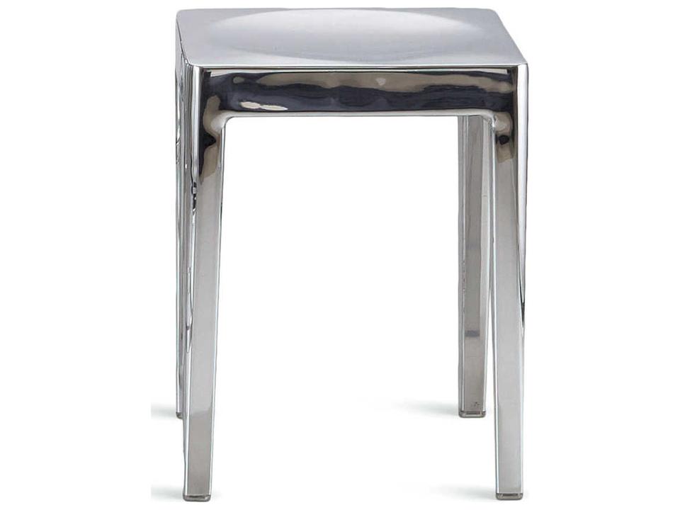 Polished Aluminum Silver Accent Stool