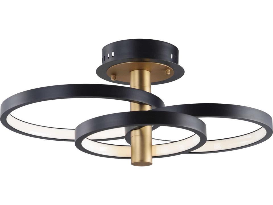 Hoopla Integrated LED Semi-Flush Mount Light in Black and Gold