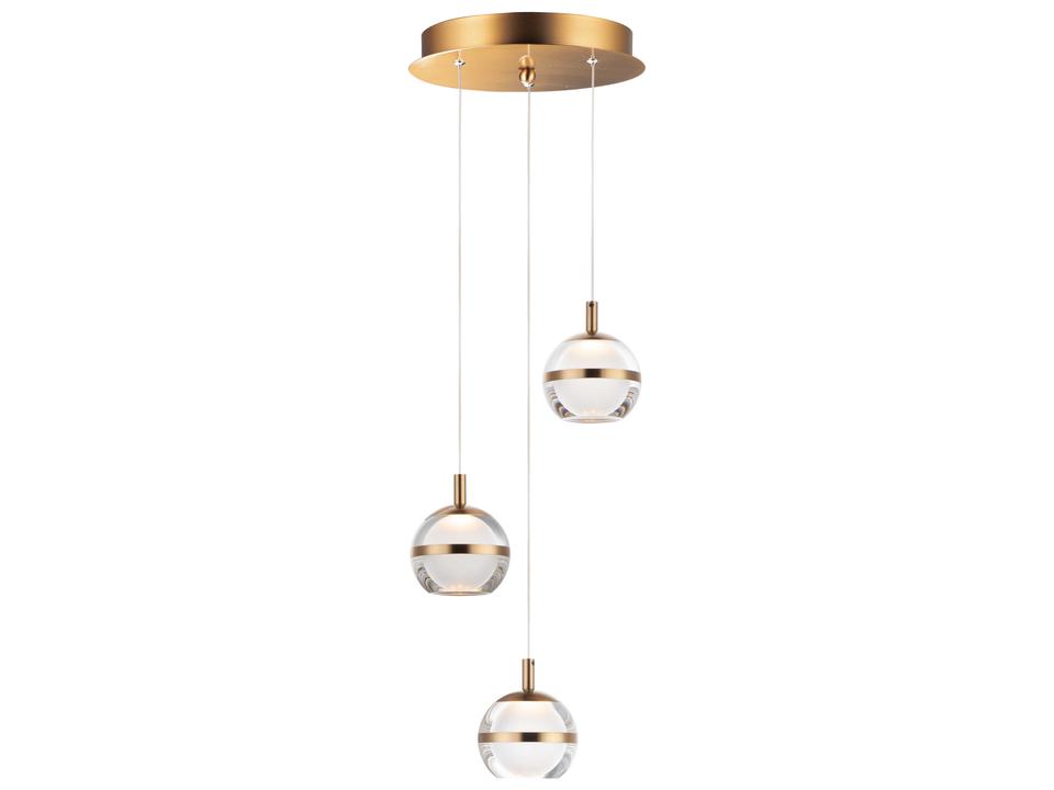 Swank 3-Light LED Round Multi-Light Pendant in Natural Aged Brass