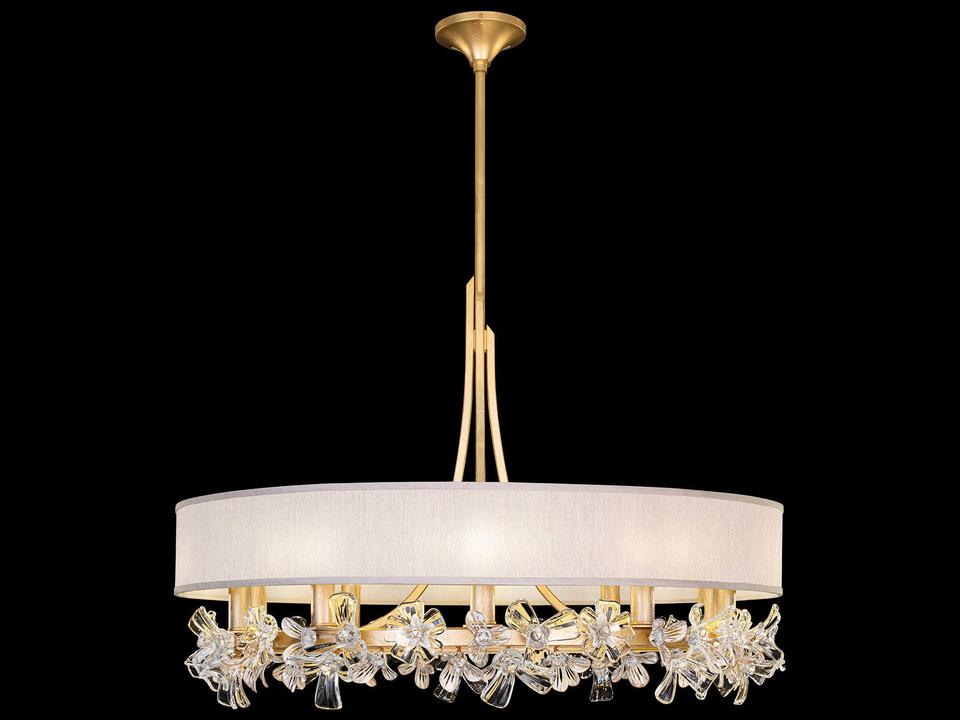 Azu 10-Light Crystal Chandelier in Gold Leaf and Champagne