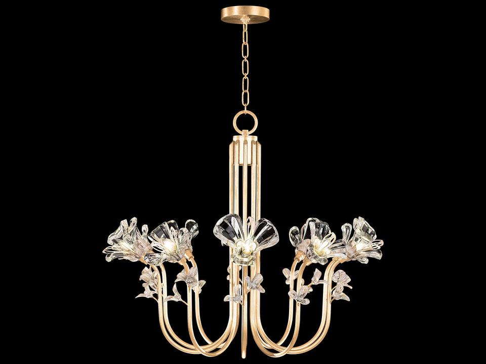 Azu 10-Light Gold Leaf Crystal Chandelier