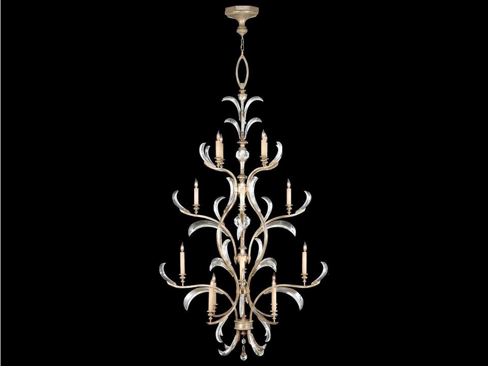 16-Light Beveled Arcs Round Chandelier in Silver