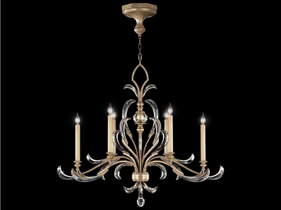 Beveled Arcs 6-Light Oblong Chandelier in Silver