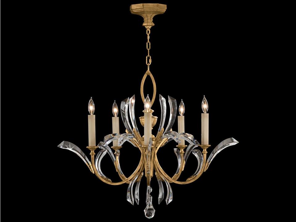 Beveled Arcs 5-Light Chandelier in Gold with Crystal Accents