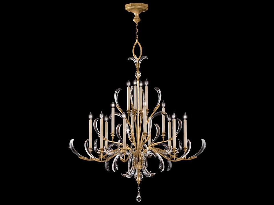 16-Light Beveled Arcs Chandelier in Gold Leaf