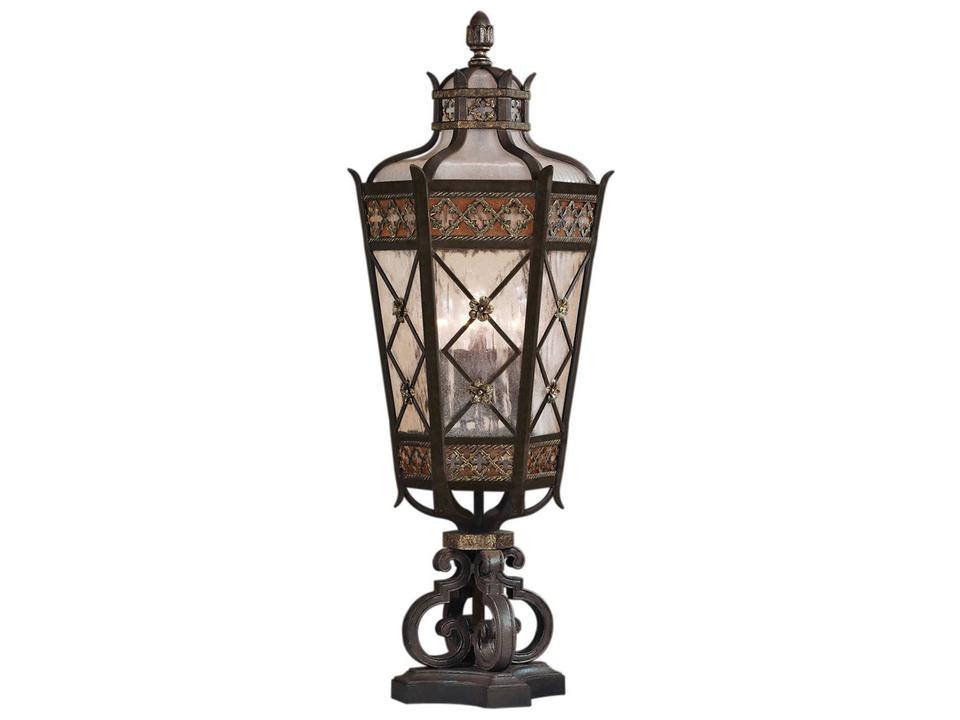 5-Light Chateau Outdoor Pier Mount in Umber Patina with Gold Accents