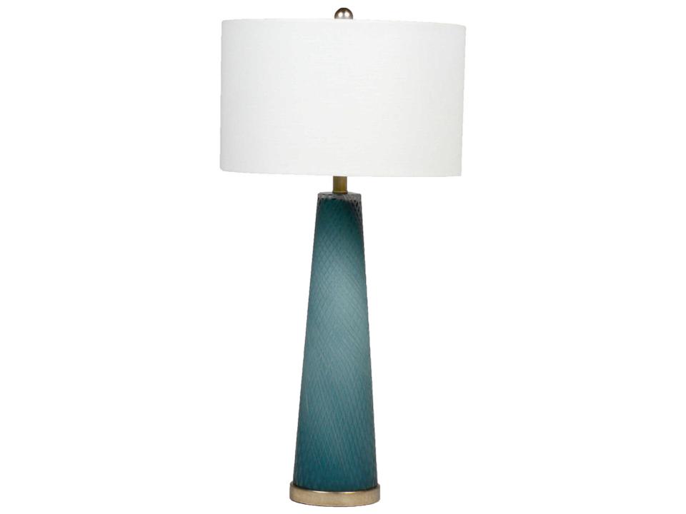 Brianna One Light Table Lamp in Blue Hand-Cut Glass and Champagne