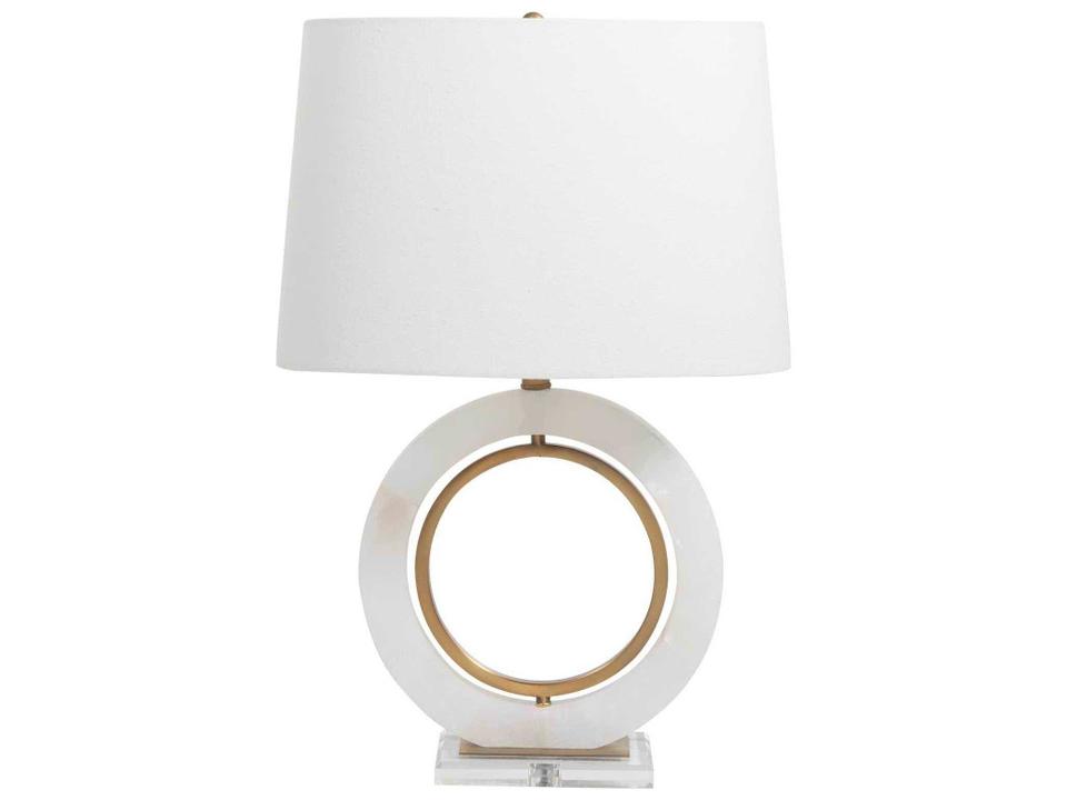 Janelle Antique Brass Linen White Buffet Lamp