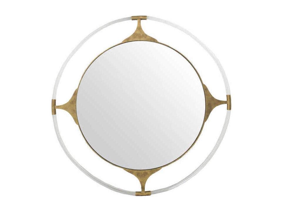 Callisto 41-Inch Round Wall Mirror in Gilded Gold and Clear Acrylic